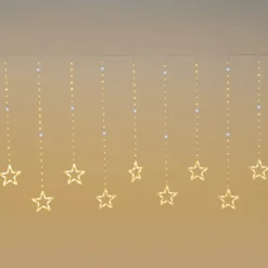 Stalattite con 14 stelle, 3,25 x h 1,15 m, 392 Gocce di Luce, led bianco caldo e bianco freddo, cavo trasparente