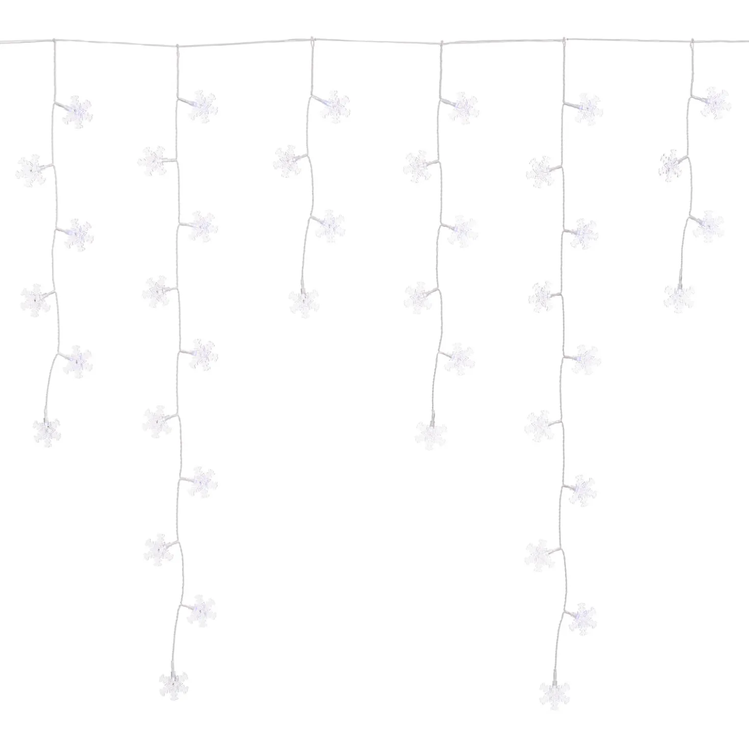 Stalattite 3,75 x h 1 m, 136 fiocchi di neve, led bianco freddo e blu