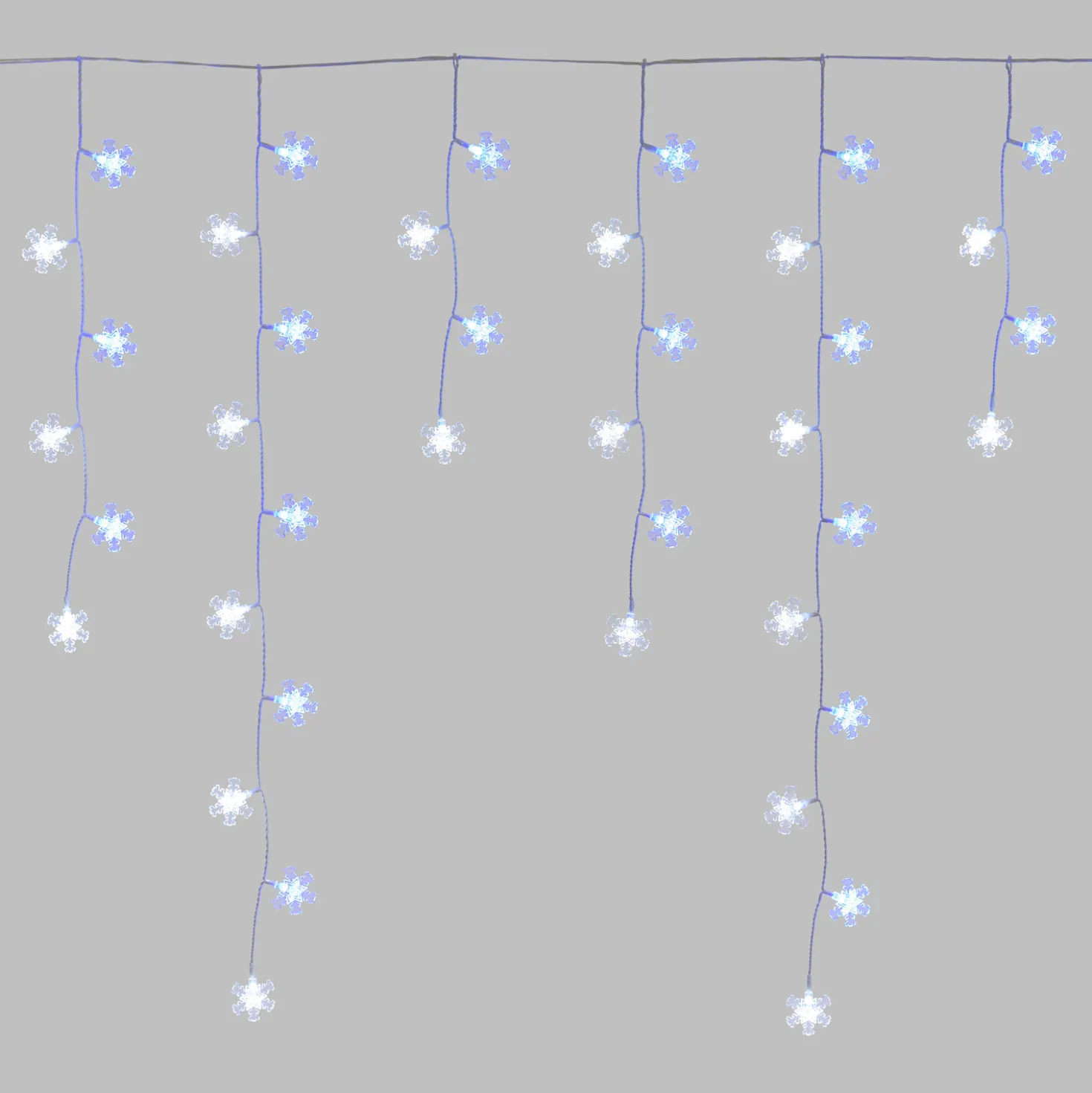Stalattite 3,75 x h 1 m, 136 fiocchi di neve, led bianco freddo e blu