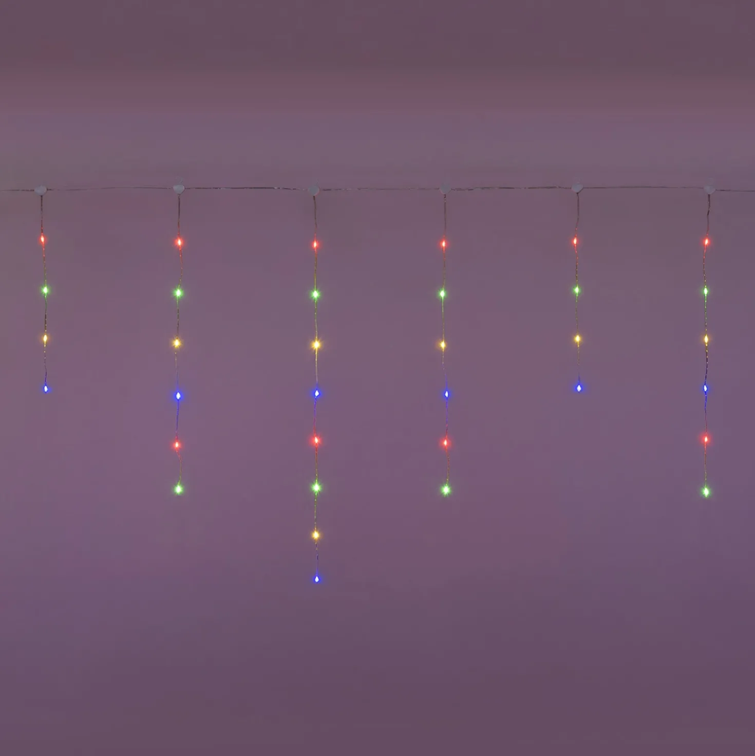 Stalattite 5 x h 0,8 m, 120 Gocce di Luce Dual Color, led bianco caldo e multicolor, cavo trasparente