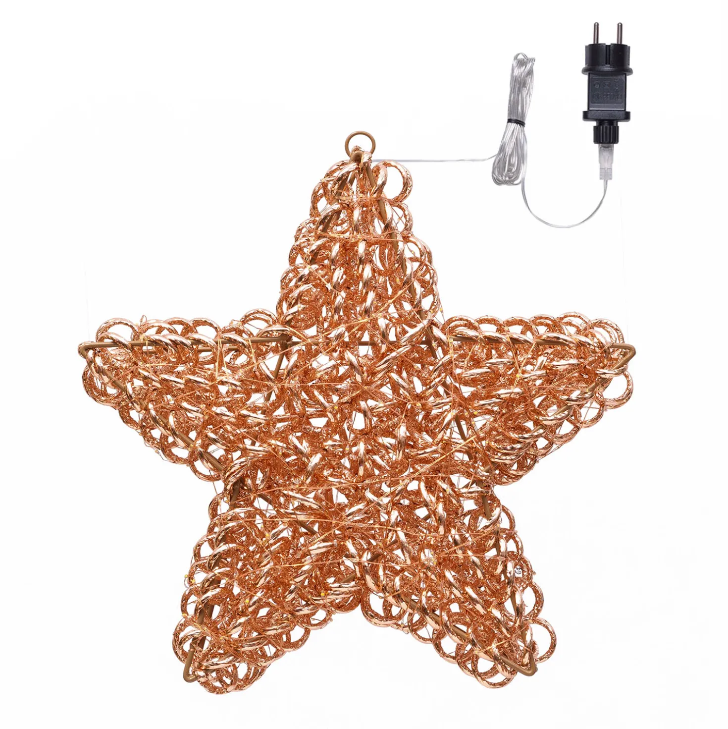 Stella 3D Rose Gold, filo a spirale, ∅38 cm, 400 microled bianco caldo