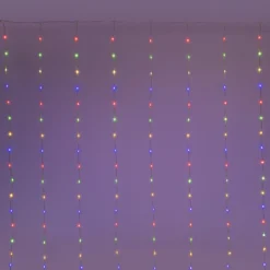 Tenda 3 x h. 3 m, 300 Gocce di Luce Dual Color, led bianco caldo e multicolor, cavo trasparente